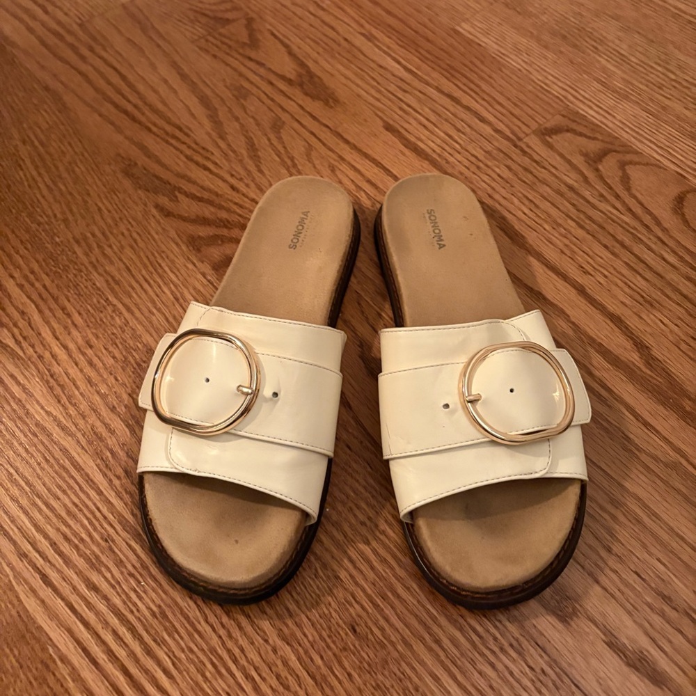 Sonoma Women's cream Buckle Slide Sandals